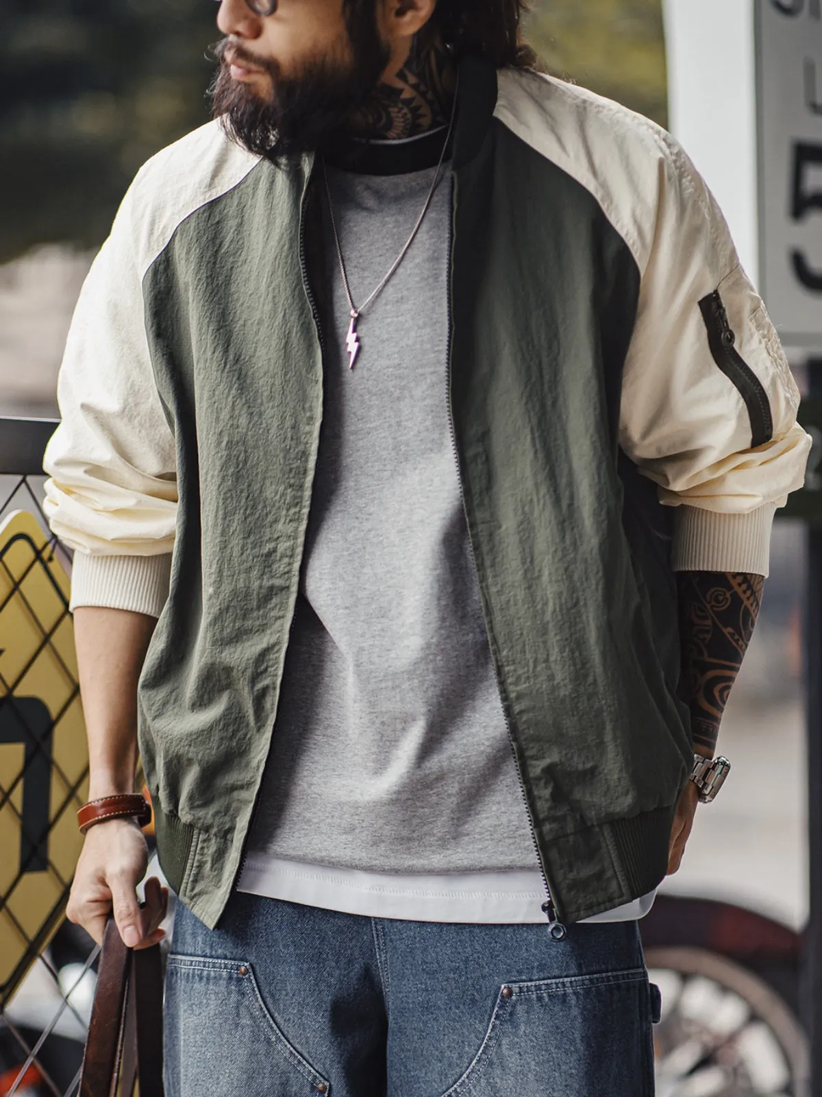 WLS Contrast Raglan Baseball Jacket