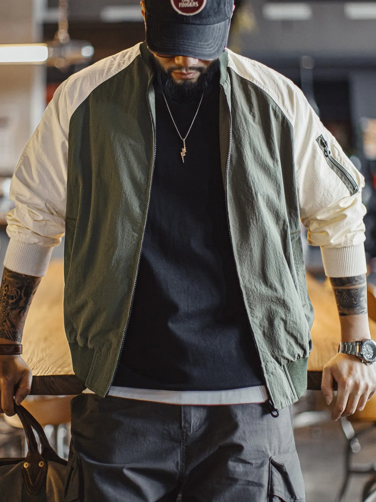 WLS Contrast Raglan Baseball Jacket