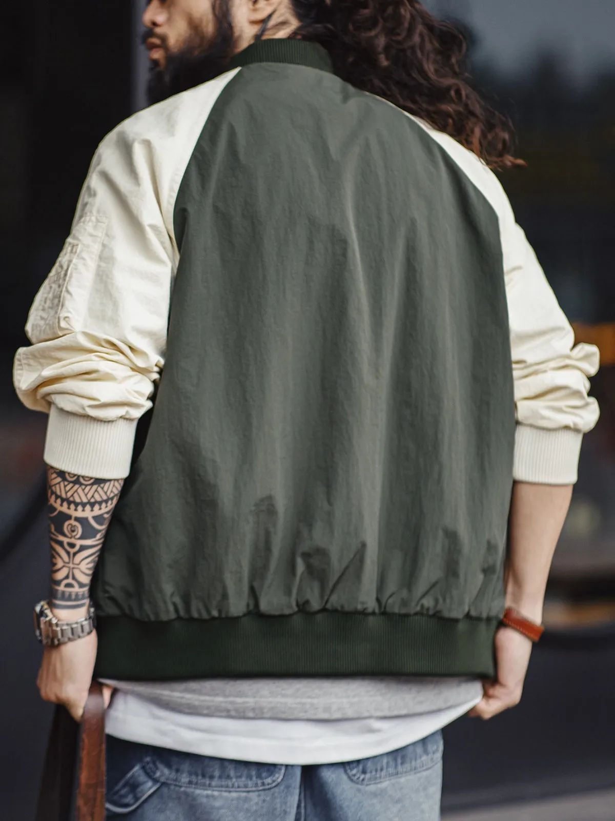 WLS Contrast Raglan Baseball Jacket