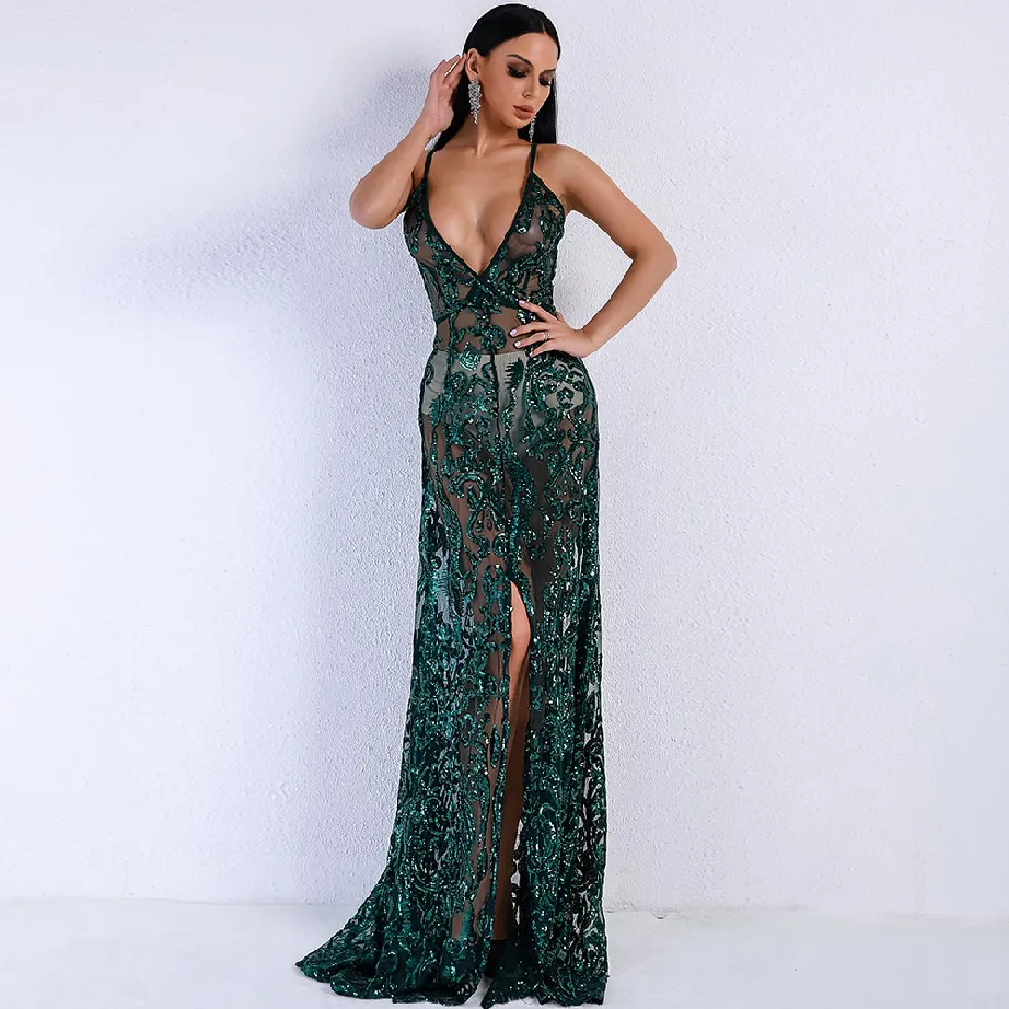 Women's Summer V-Neck Off-Shoulder Transparent Dress