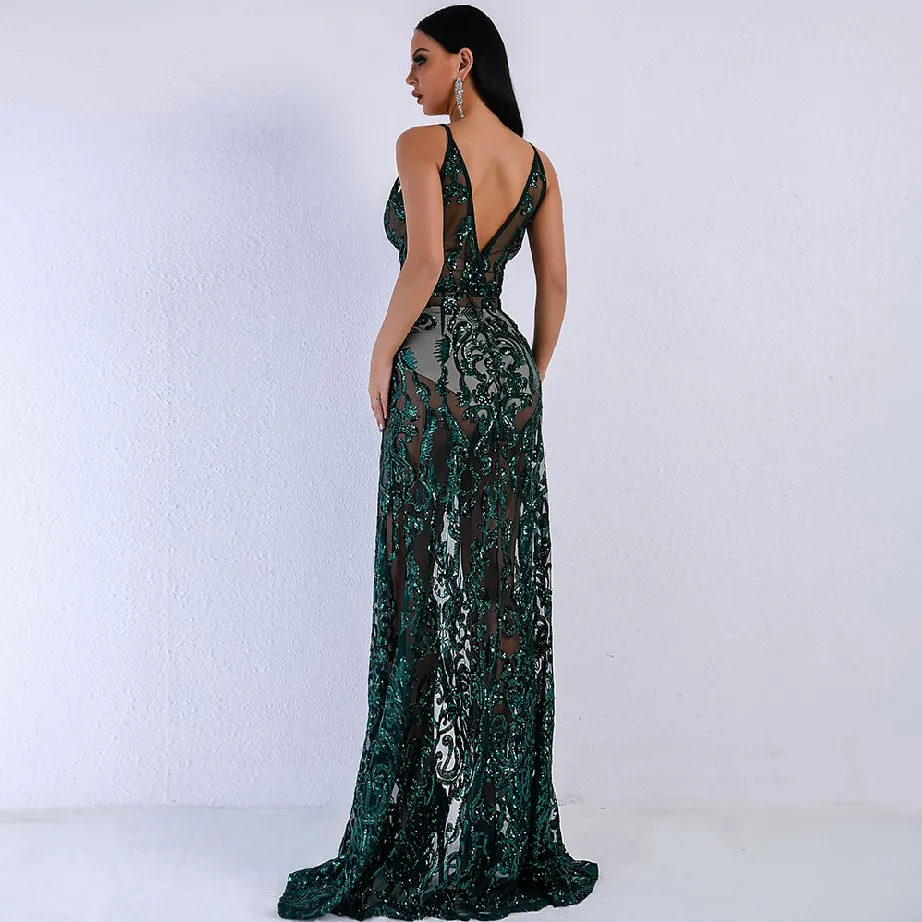 Women's Summer V-Neck Off-Shoulder Transparent Dress