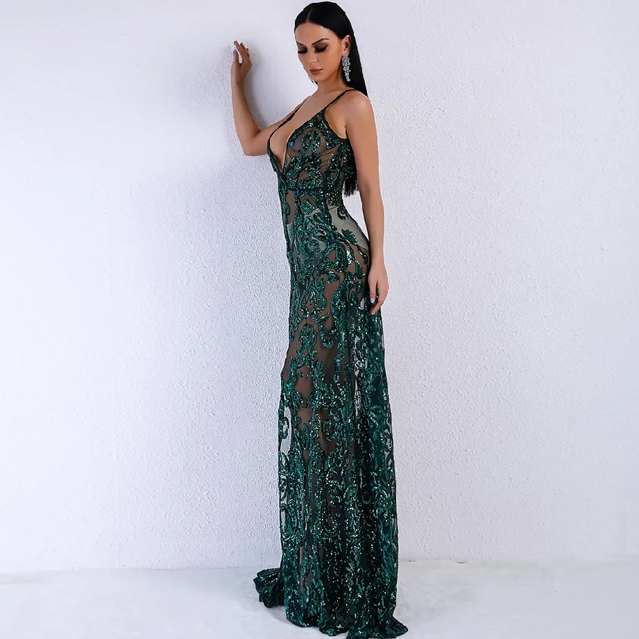 Women's Summer V-Neck Off-Shoulder Transparent Dress