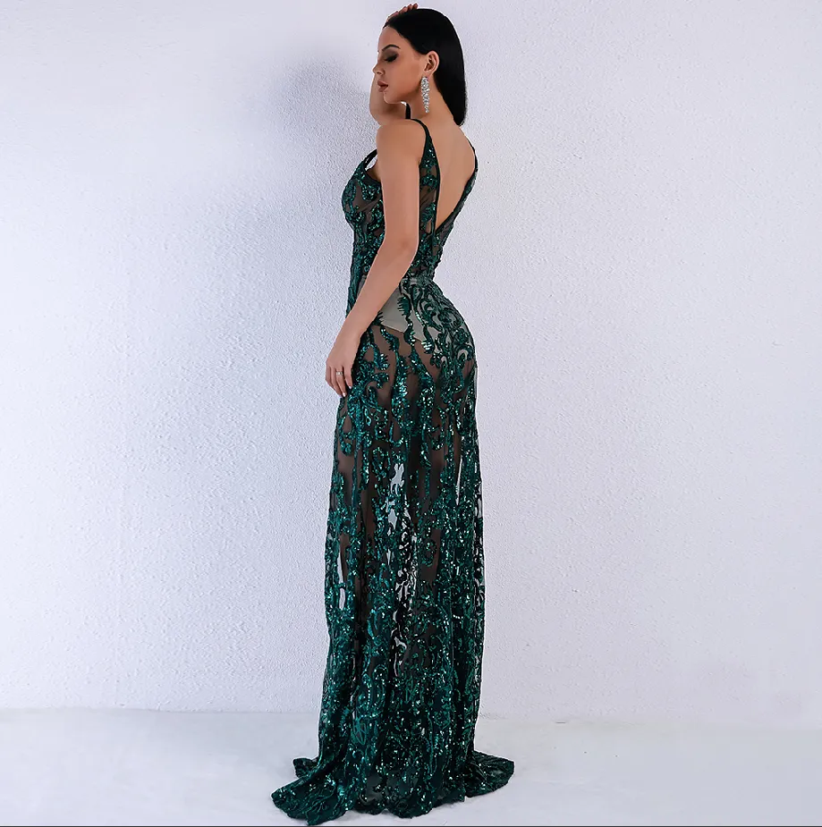 Women's Summer V-Neck Off-Shoulder Transparent Dress