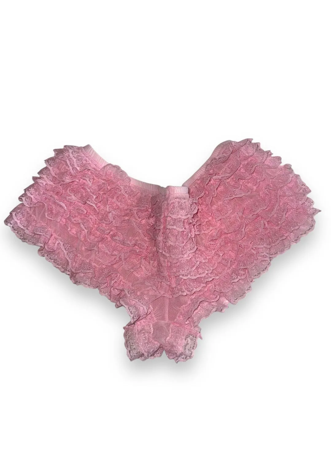 Y2K Low Waisted Sheer Lacey Pink Ruffle Bloomers | Coquette Cheeky Booty Shorts